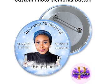 Custom Memorial Photo Button - Remembrance Keepsake