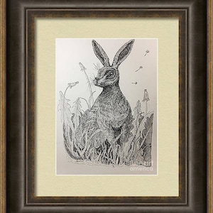 Rabbit in a Field (Dip pen and Ink)