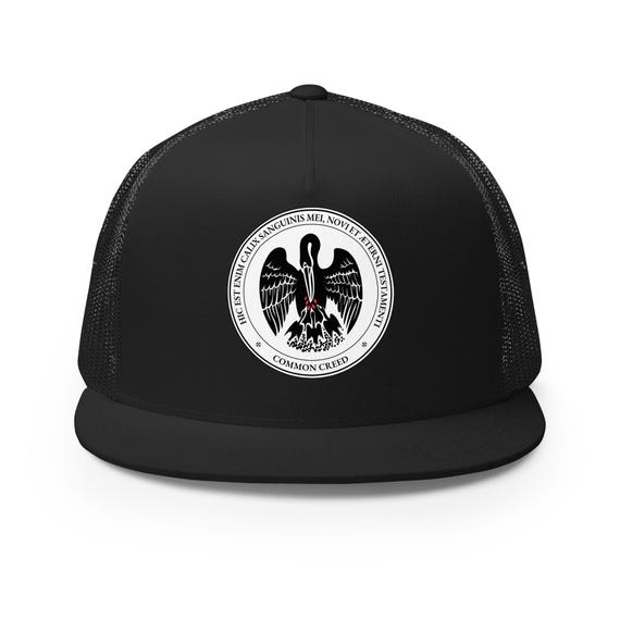 Latin Pelican in Her Piety Seal Trucker Hat