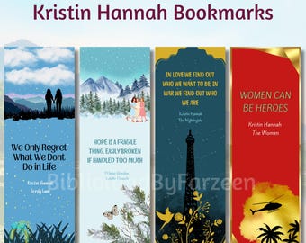 Conjunto de Marcadores de Livros Kristin Hannah - Firefly Lane, Jardim de Inverno, O Rouxinol, As Mulheres - Marcadores de Livros para Imprimir - Downloads Digitais