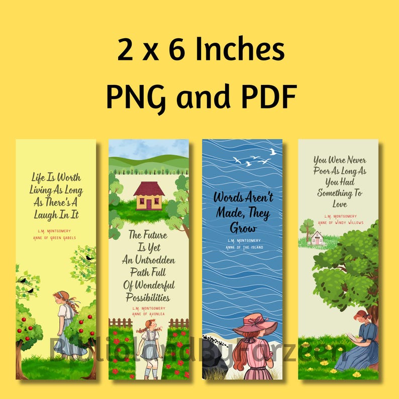 Anne of Green Gables Bookmarks Set for Book Lovers and Readers, Bookish ...
