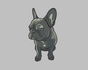 Realistisk broderidesign för fransk bulldogg, hundrasmönster (digital nedladdning)