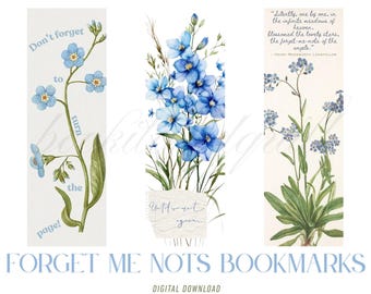 Set of 3 Forget Me Nots Bookmarks