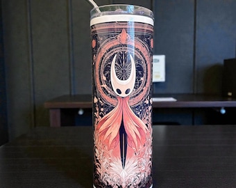 Hollow Knight Silksong Hornet-Inspired 20oz Skinny Tumbler — Art-Nouveau Wrap | Stainless Steel, Vacuum Insulated, Metal Straw - Gaming Mug