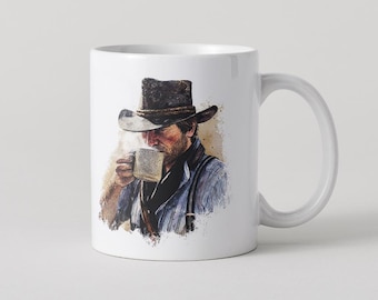 Cowboy Mug 15 oz – Watercolor Western Coffee Cup, Gamer Gift, Cowboy Coffee Cup - Gamer Gift Idea