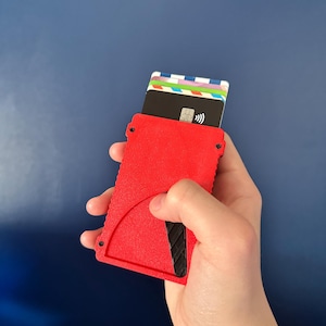 Innovative 3D gedruckte Kaskaden-Brieftasche - Individueller kompakter Kartenhalter mit Finger-aktivierbarer Hebelanzeige
