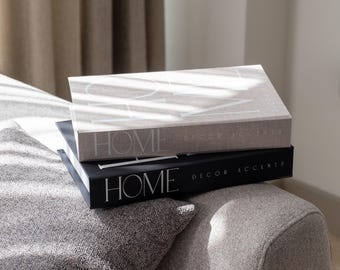 Neutral & Black Home Decorative Faux Book Box Set with Hidden Storage for Coffee Table, Bookshelf, Mantel Decor, Photo Keepsake Storage