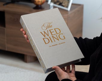 The Wedding Decorative Book Box with Hidden Storage, Hard Cardboard & MDF, 10.82x7.16x1.73 in, Memory Box for Photo Album