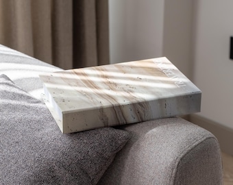 Travertine Inspired Decorative Faux Book Box with Hidden Storage for Coffee Table, Bookshelf, Mantel Decor |  Photo, Keepsake Storage
