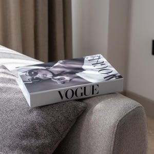 Vogue Model Black Lipstick Decorative Faux Book Box with Hidden Storage for Coffee Table, Bookshelf, Mantel Decor |  Photo, Keepsake Storage