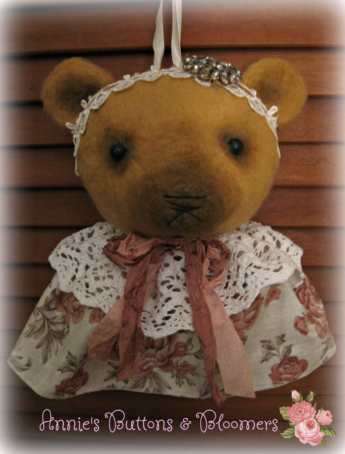 Primitive Artist Vintage Victorian Teddy Bear Head Ornament Etsy