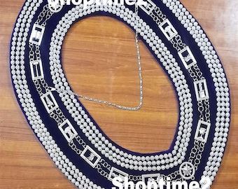 Masonic Regalia OES Order of Star Metal Chain Collar PURPLE Backing With Triple Row Rhinestones