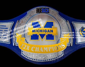 Michigan 12 X Wolverines Football Championship Title Belt Adult Size 2mm