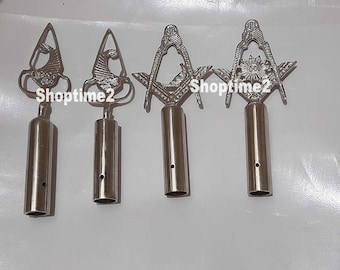 Masonic Blue Lodge RODS & TOPS, MM , Silver Color Freemason Masonic Pole Topper Single Sided