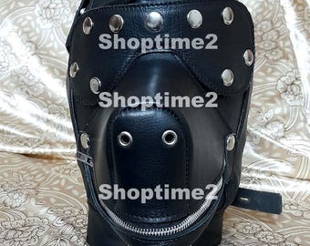 BDSM Removable Leather Puppy Play Dog Hood Mask Strap Slave Muzzle Fetish Party