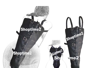 Black Soft Leather Adjustable Lace UP Arm Binder  , BDSM restraints, Bondage Restraint for Adult Play Gear