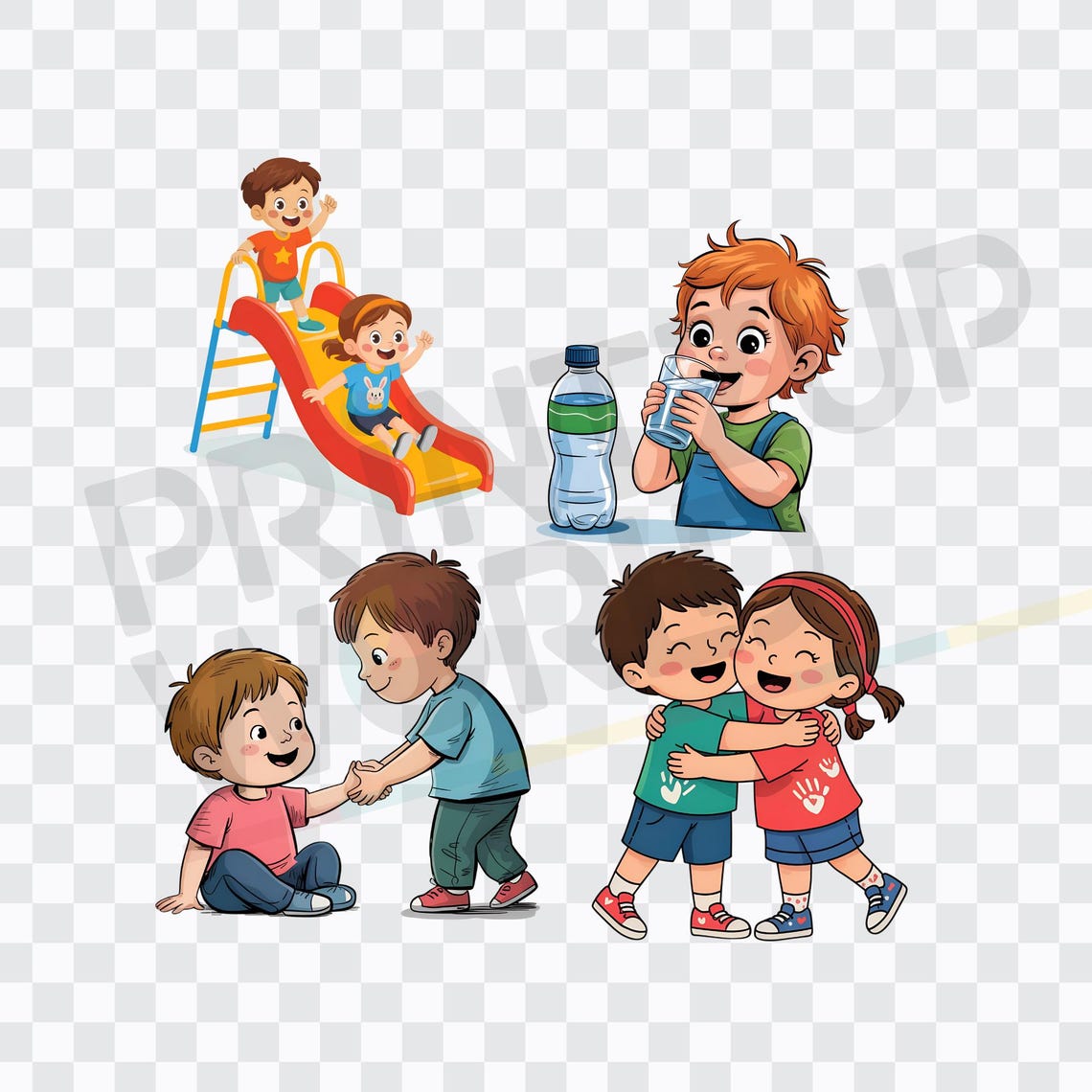 Kids Daily Activities Clipart Bundle: 16 Children Illustrations (PNG ...