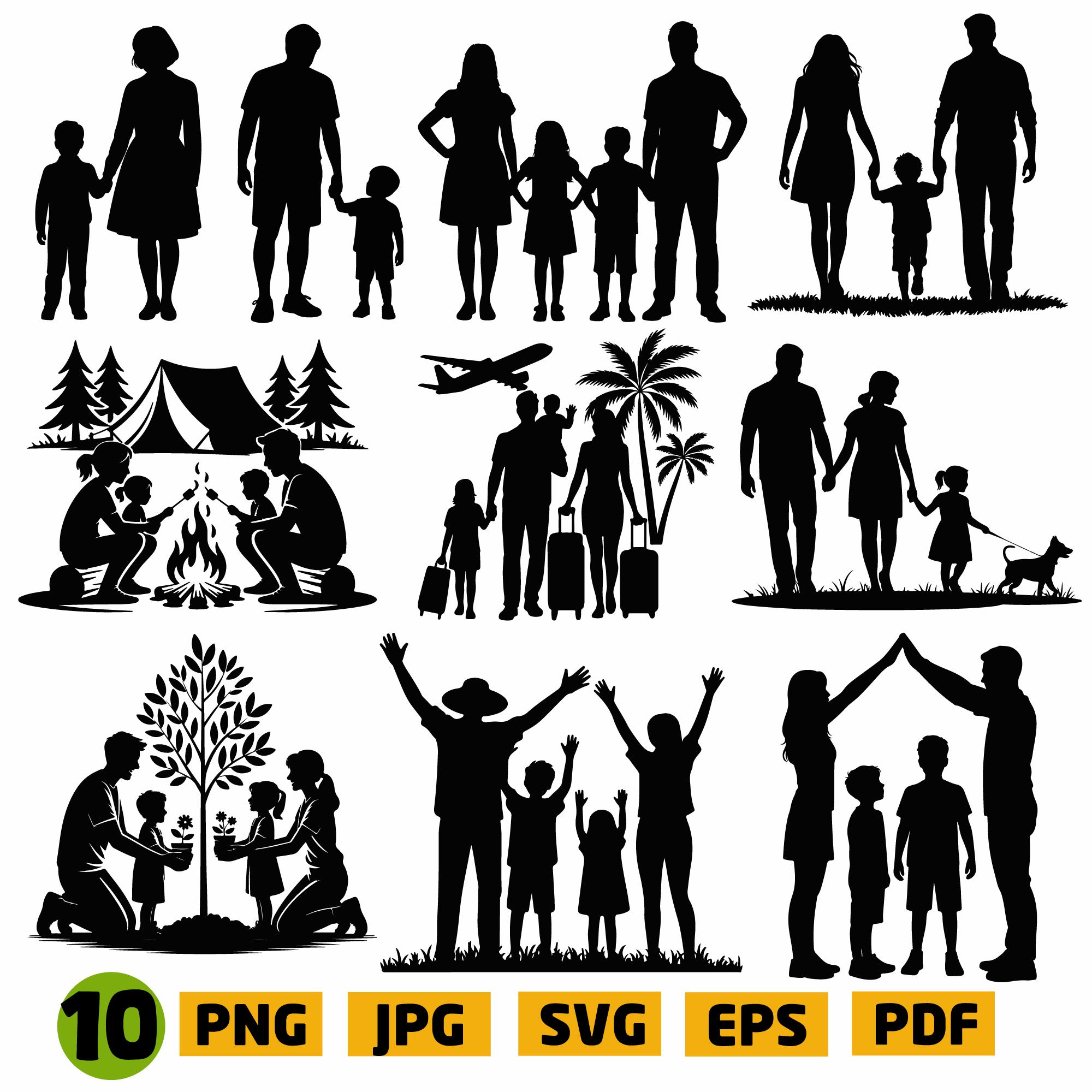 Family of 5 silhouette - Etsy België, image size:2000x2000