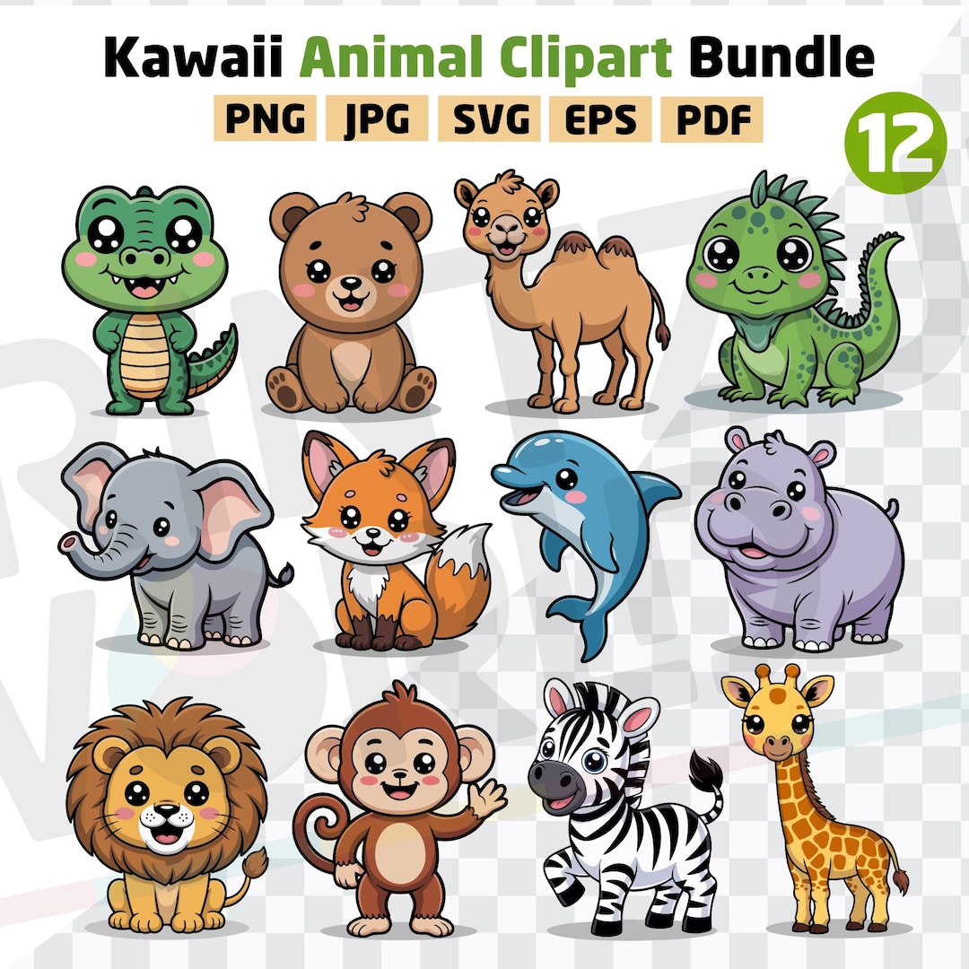 Animals Clipart Bundle | Cute Jungle & Safari Animals Png Svg EPS PDF ...