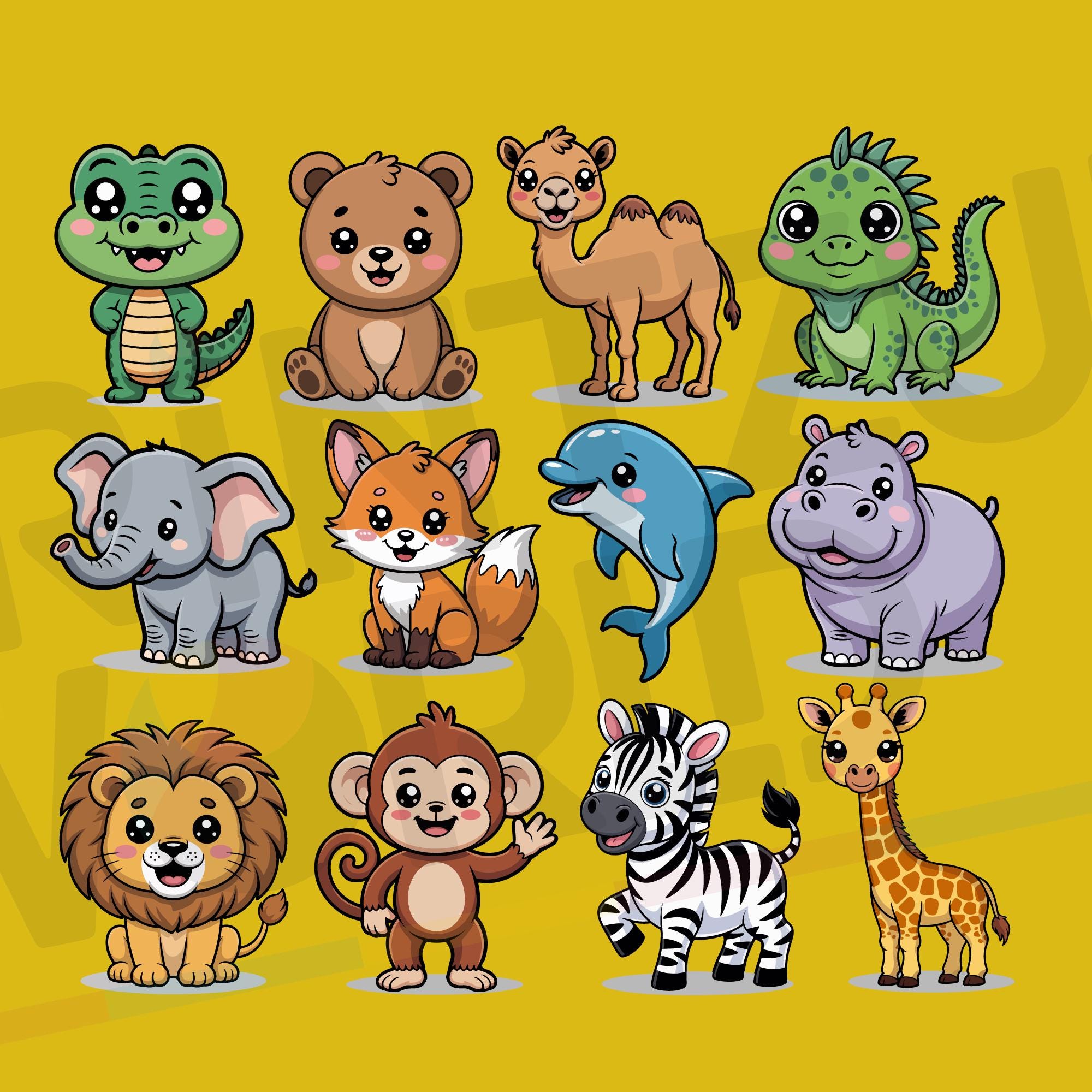 Animals Clipart Bundle | Cute Jungle & Safari Animals Png Svg EPS PDF ...