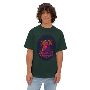 Buddha Art Unisex Boxy Tee, Oversized Spiritual T-Shirt, Meditation Shirt, Gift for Yogis, Relaxed Fit Tee, Mindfulness Apparel