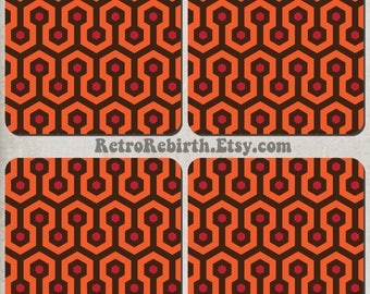 The Shining Overlook Hotel Carpet Pattern Retro Drink Coaster Set - Great For Housewarming, Bar & Coffee Table Display - Set Of 4