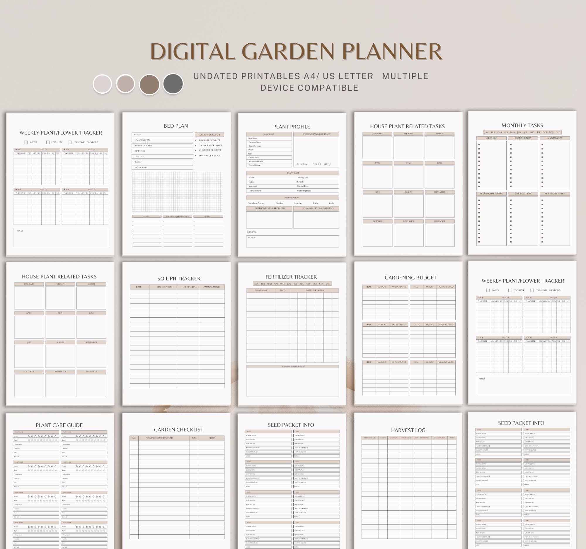 Garden Planner, Digital & Printable Gardening Journal, Plant Care ...