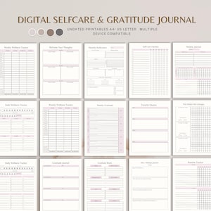 Self-Care & Gratitude Journal for Women, Daily Reflection and Wellness Planner, Mental Health Journal, Digital and Printable PDF