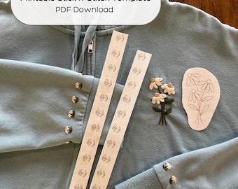 Floral Embroidery Template: Pocket and Sleeve Stick n Stitch (PDF Download)