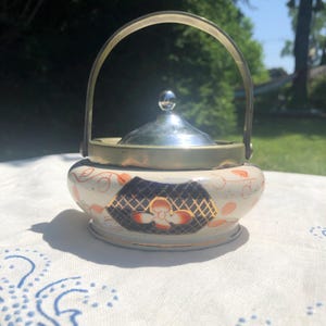 Antike William Wood und Co. Imari Style Biscuit Barrel Jar Blau Orange