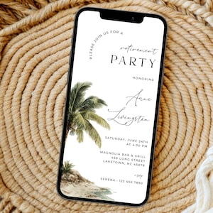 Invitation à une fête de départ à la retraite sur le thème du voyage, modèle d'invitation à une fête de départ à la retraite sur le thème de la plage, l'aventure attend votre départ à la retraite