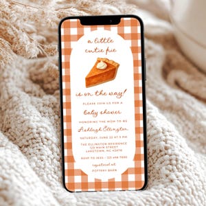 Cutie Pie Baby Shower Invitation for Phone, Picnic A Little Cutie Pie Is on the Way Baby Shower Evite, Fall Baby Shower Invite by Text, CP1