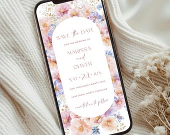 Digital Save the Date Wildflower, Save the Date Electronic, Save the Date for Phone, Floral Save our Date, Editable Save Date Template, EF3