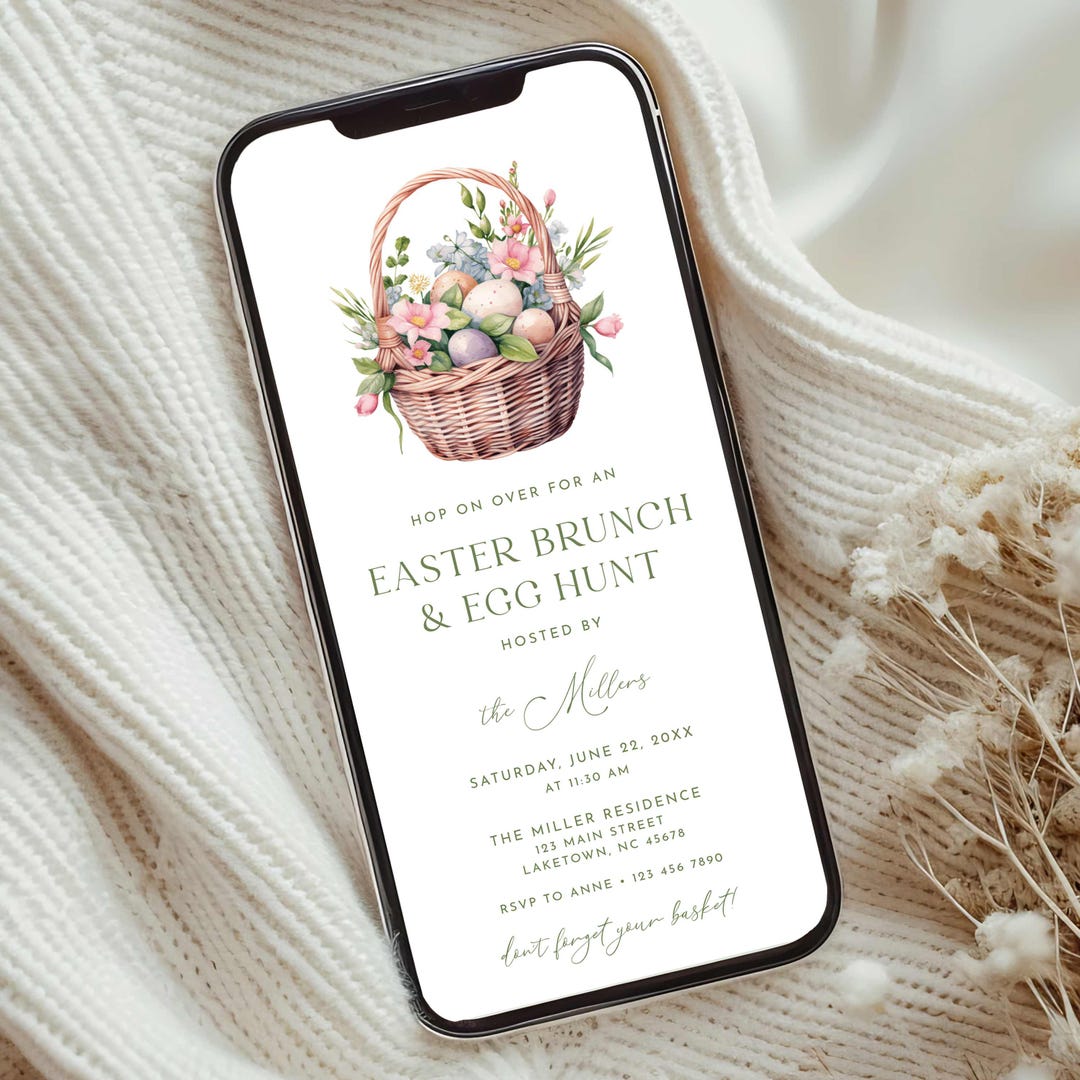 Spring Breakfast Invite Floral Easter Brunch Invitation for Phone, Spring Floral Easter Brunch ...
