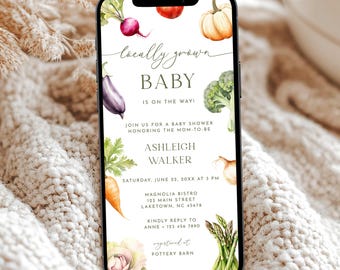Farmers Market Baby Shower Evite, Digital Locally Grown Baby Shower Invitation for Phone, Electronic Home Grown Shower Invite, MI2