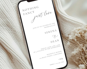 Electronic Modern Intimate Ceremony Invite, Digital Intimate Wedding Invitation Template, Nothing Fancy Just Love Micro Wedding Evite, OM3