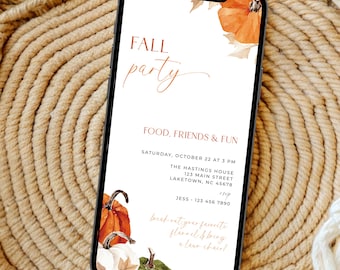 Fall Autumn Festival Bonfire Invite, All Things Fall Invitation for Phone, Fall Harvest Party Evite, Neighborhood Fall Party Invite, PP4