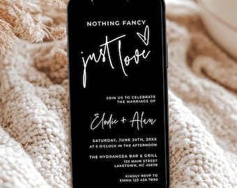 Digital Intimate Wedding Invitation Template, Electronic Modern Intimate Ceremony Invite, Micro Wedding Evite, Nothing Fancy Just Love, MC6