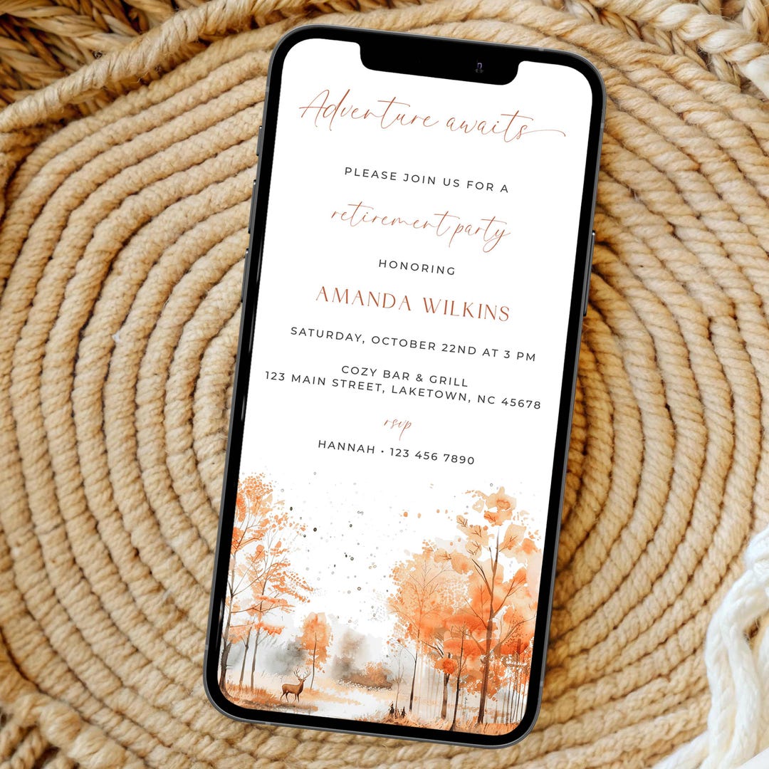Fall Adventure Awaits Retirement Party Invitation for Phone, Travel ...