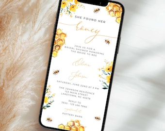 She Found Her Honey Bridal Shower Invitation Template, Digital Bee Bridal Shower Invitation, Honey Bee Invitation, Bride to Bee Evite, MI6