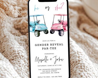 Golf Gender Reveal Partee Invitation Template, Digital Golfing Coed Gender Reveal Party Invite, Little Putter He Or She Gender Reveal Evite