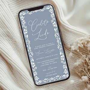 Convite Digital Azul Cielito Lindo Chá de Bebê para Menino, Modelo de Convite para Chá de Bebê Papel Picado Menino, Evite Chá de Bebê Mexicano, CL1