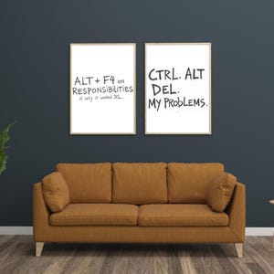 Funny Tech Wall Art – Alt+f4 & Ctrl+alt+del Quotes – Geek Office Decor ...
