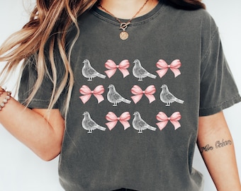 Pigeons and Ribbons Tee: Vintage Bird Lover Comfort Colors Shirt