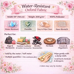 Tissu d'extérieur imperméable par mètre - Impression Pop It Cercles pastel Fidget Kids, 59 po. de large (150 cm) image 3