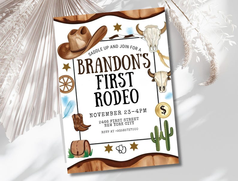 Wild West First Rodeo Invitation Template: 5x7 Editable Canva (DIY) - Etsy