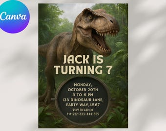 Dinosaur Birthday Invitation: Editable Triceratops Party Template (Printable File)