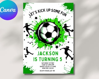 Soccer Birthday Invitation, Editable Birthday Invite, Sports Party Template, Printable Digital Download, Instant Access