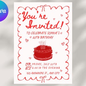 Hand-Drawn Birthday Invitation: Scribble Cocktail Party (Canva Template)