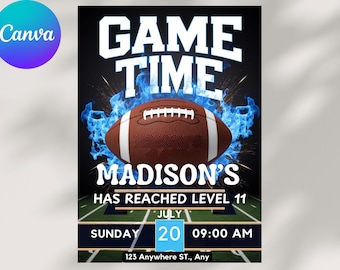 Editable Football Birthday Invitation: Game Time Sports Party (5x7 inch)